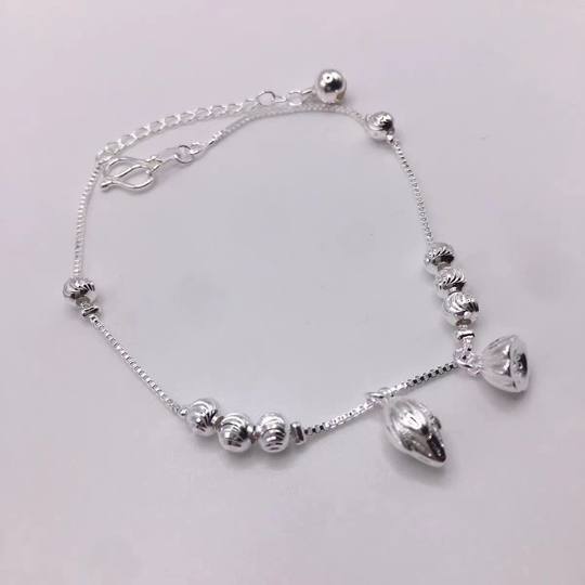 S9999 silver four-leaf clover anklet popular broken silver anklet simple niche high-end gift to best friend and girlfriend