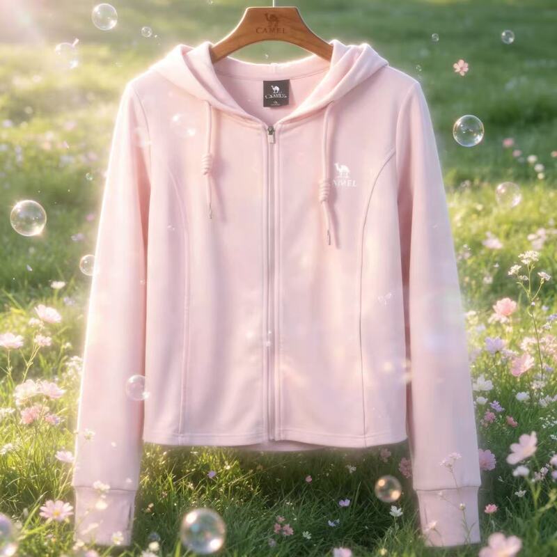 H26Waqn013 Mall Counter Camel 2026 Autumn and Winter New Women's Casual Warm and Comfortable Knitted Hooded Jacket