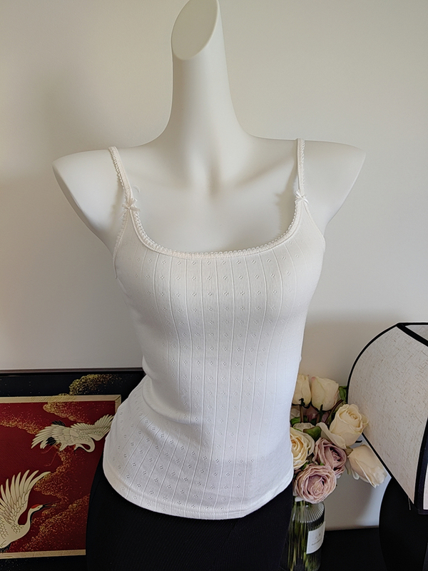 Pure Desire Style U-Neck Bow Tie Bm Pure Cotton Comfortable Slim Fit Stretchy Solid Color Inner Wear Outer Wear Camisole Sweet Tank Top for Women Pure Desire Style U-Neck Bow Tie Bm Pure Cotton Comfortable Slim Fit Stretchy Solid Color Inner Wear Outer Wear Camisole Sweet Tank Top for Women