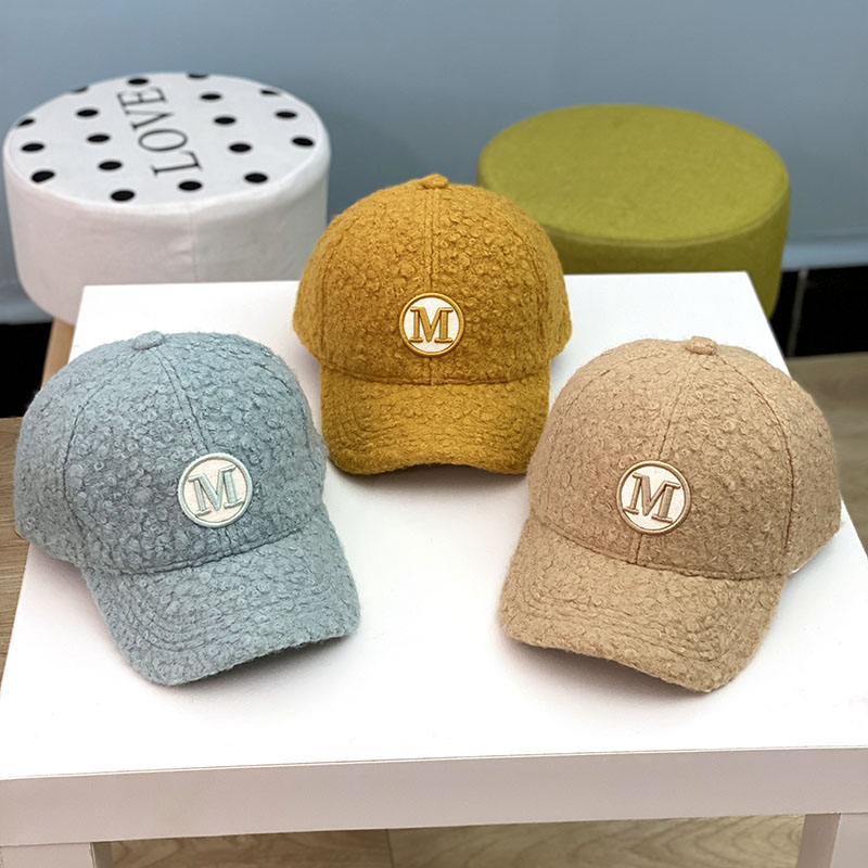 Children Hat Autumn Winter Korean Version Fashion Boy Letters Lamb Suede Warm Duck Tongue Cap Tide Girl 100 hitch