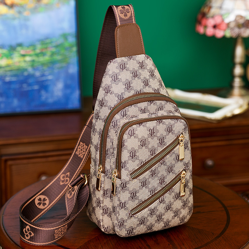 Women's Chest Bag 2025 New Korean Style Fashion Versatile Shoulder Bag Small Bag Printed Trendy Casual Soft Leather Crossbody Bag for Women