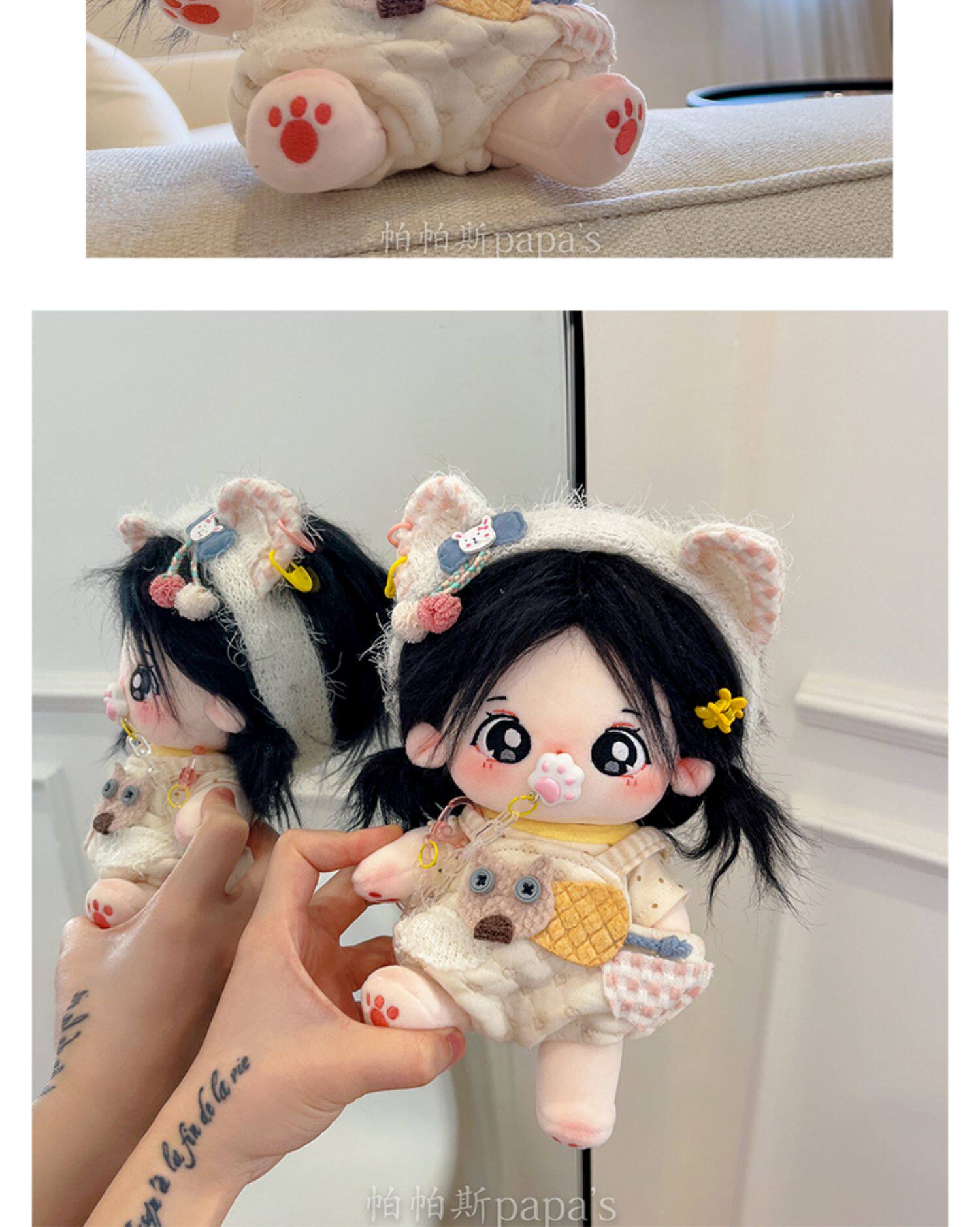 棉花娃娃/毛绒玩具娃衣 现货棉花娃娃娃衣20cm 奶喵攻击套装设计 动漫周边服装