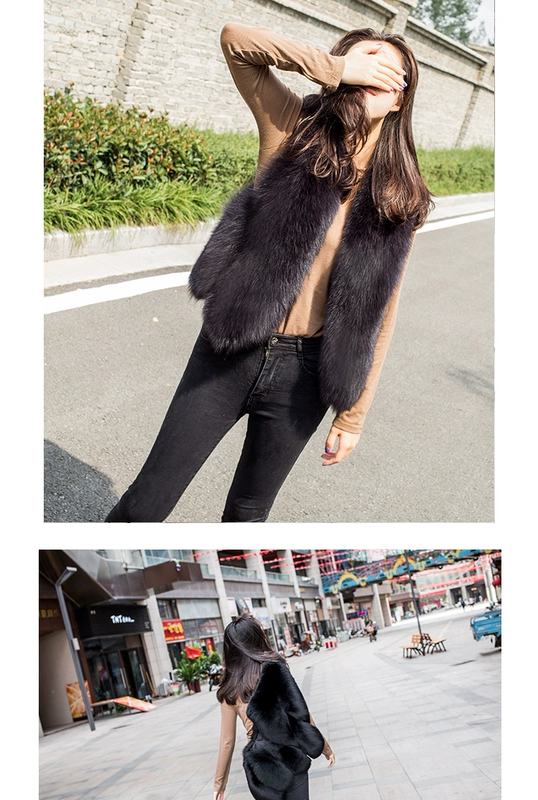 Fur vest nữ ngắn đoạn 2018 mới giả lông cáo lông cỏ mùa thu và mùa đông lông vest vest vest vest áo phao lót lông