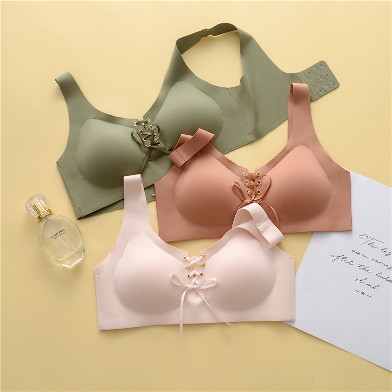 Japan's new seamless latex underwear female sexy sports vest small chest gathered adjustment type no steel ring bra