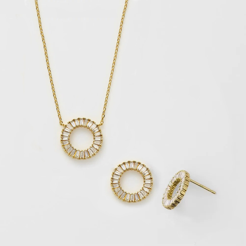 『Maojia』 High-End 18K Donut Diamond Necklace and Earrings Belles*Ora Japanese Style