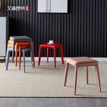 Stool Home Light Lavish Stackable Mesh Red Pantry Bench Modern Minima Square Bench Makeup Horse Saddle Leather Living Room Short Bench