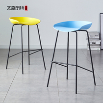 Nordic Plastic Bar Bench Brief Home Bar Bench Netting Red High Footstool Iron Art High Chair Front Desk Bar Chair