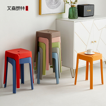Plastic Stool Thickening Home Dining Table Bench Nordic High Stool stackable Stool Living-room Square Round Stool Minima Chair