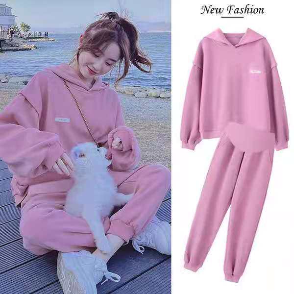 Maternity Spring Suit Spring and Autumn New Fashion Out Autumn Winter Net Red Sweatshirt Sports Autumn Casual Two-Piece Set
