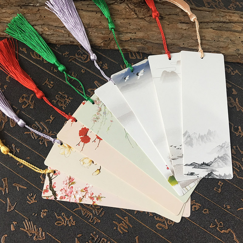 Creative Blank Ancient Wind Bookmark with Stream Suclassical Chinese landscape painting Wind hand drawing card Paper cute cartoon DIY