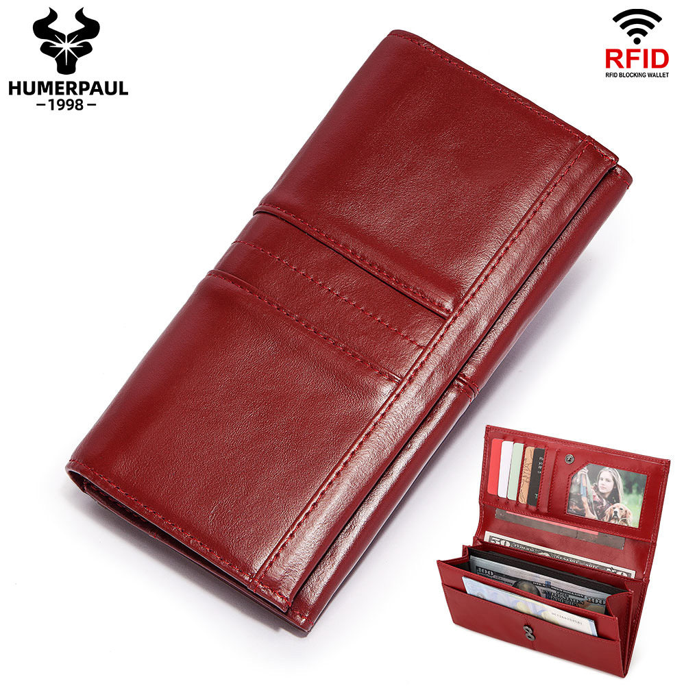 RFID anti-theft brush leather lady wallet headskin long female bag multi-card bag mobile bag bag bag bag bag bag