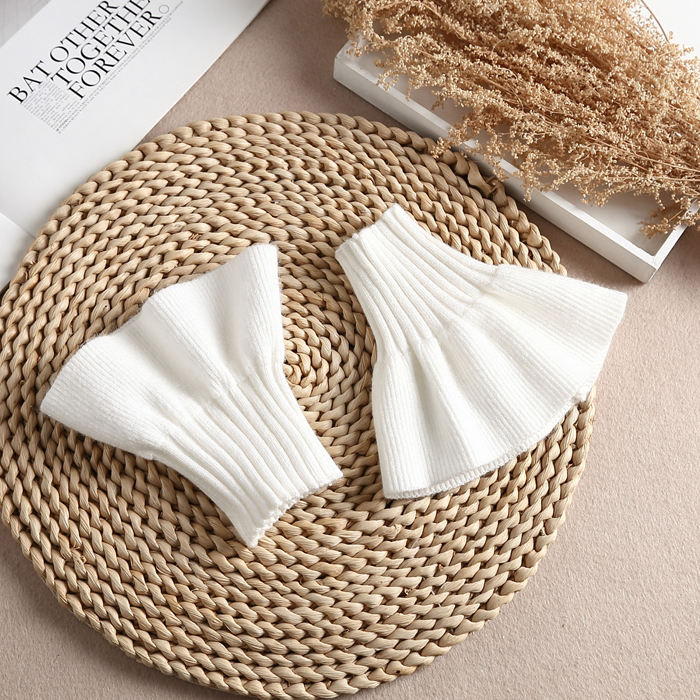 New Style Knitted Cuffs, Warm Fake Sleeves for Women, Anti-Dirty Sleeves, Ruffled Lace Bell Sleeves, Knitted Fake Cuffs