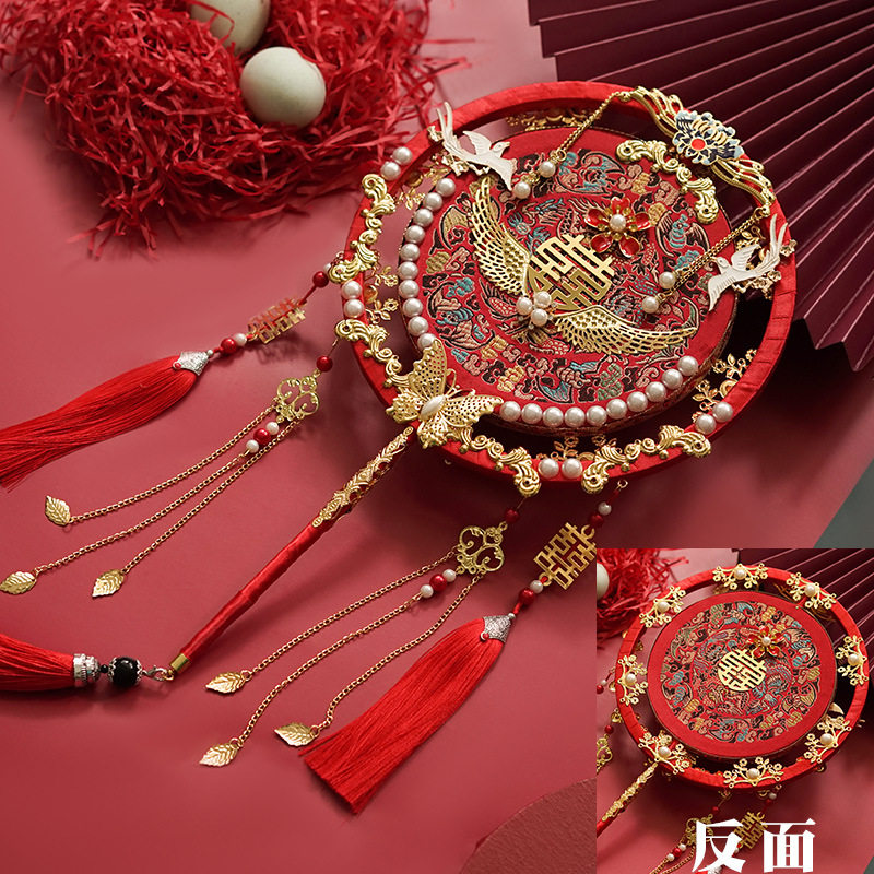 Chinese bride wedding group fan diy material bag Su embroidery ancient style cheongsam handmade custom bridesmaid embroidery Xiuhe fan