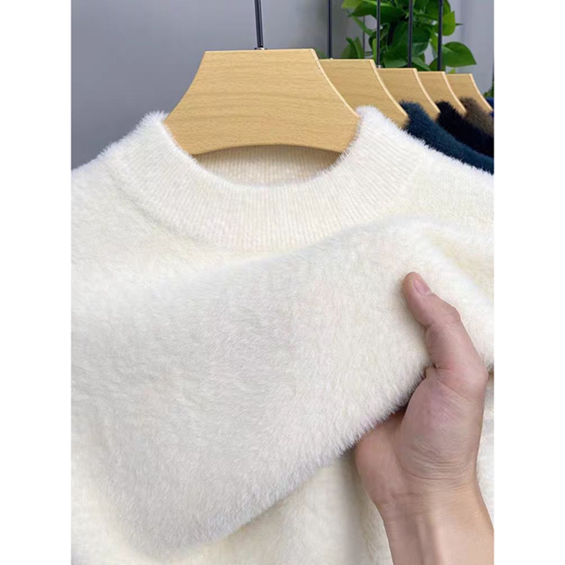 2025 New Winter Mink Velvet Sweater for Men, Half-High Collar, Soft and Heavy, Warm Inner Layer, Couple's Knitwear