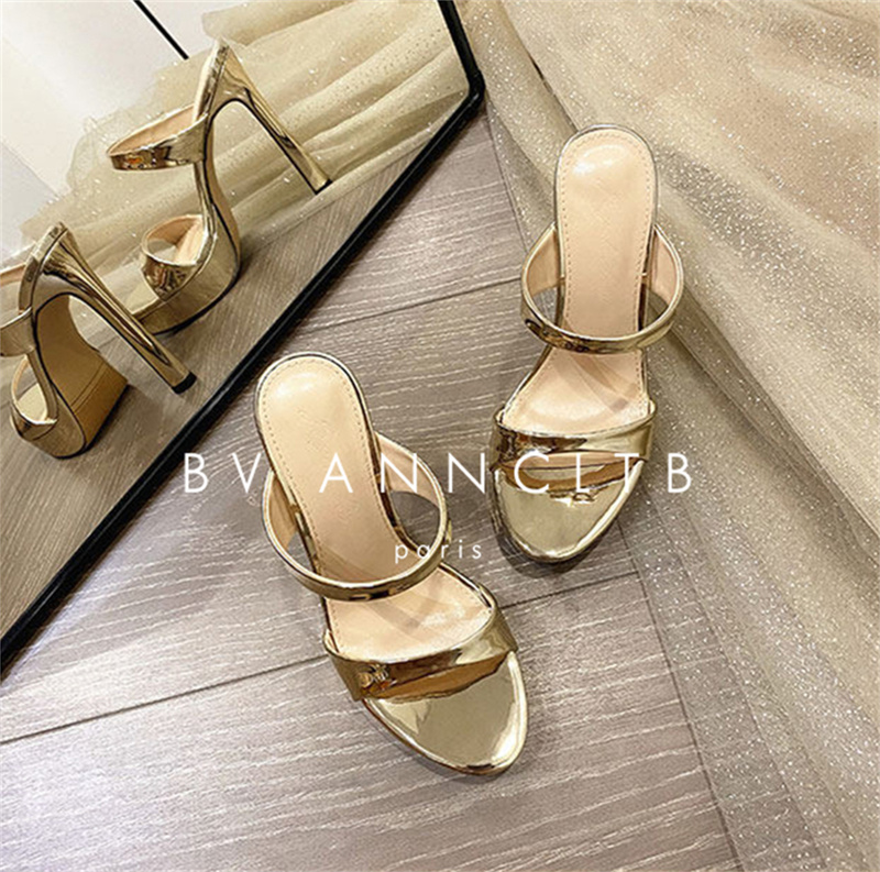 Bv Anncltb Round-Toe One-Strap Sandals for Women, Waterproof Platform Open-Toe Sandals, Sexy Stiletto High Heels