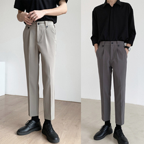 ins light ripened wind male pants han version sashimi minor straight drum pants men casual pants trendy youth 9 90% Western dress pants