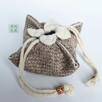Purple sand teapot built with lotus leaves thick brocade bag cup bag inner bag jewelry bag hand-sewn boutique packaging