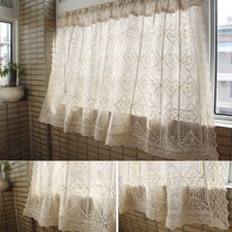 American country cotton hemp crochet kitchen half curtain floating window vintage small curtain hollow coffee curtain door curtain window curtain head