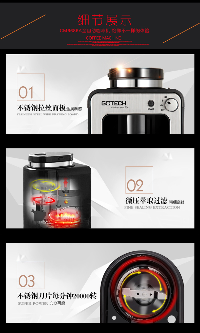 máy xay cafe hc600 Máy xay cà phê tự động Gaotai xay tại nhà thương mại bột đậu kép - Máy pha cà phê máy xay cà phê robust