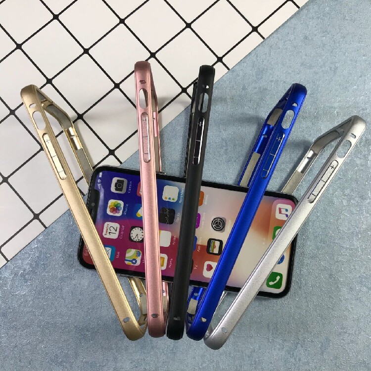 For Apple X 8plus rose gold pink blue pure color mobile phone border iPhonex 7 metal frame