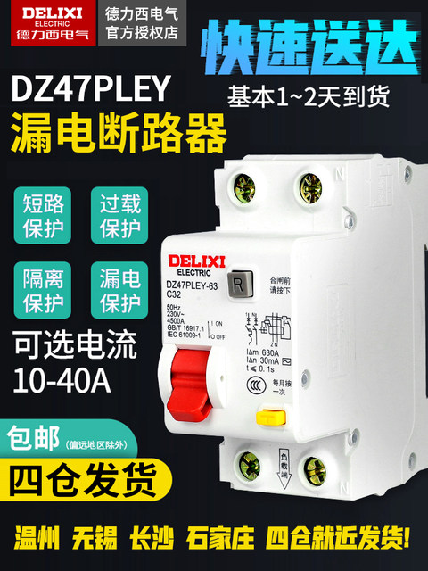 Delixi Double Inlet and Double Outlet Leakage Protector Dz47Pley Cdb3Le 6A10A16A20A25A32A40A