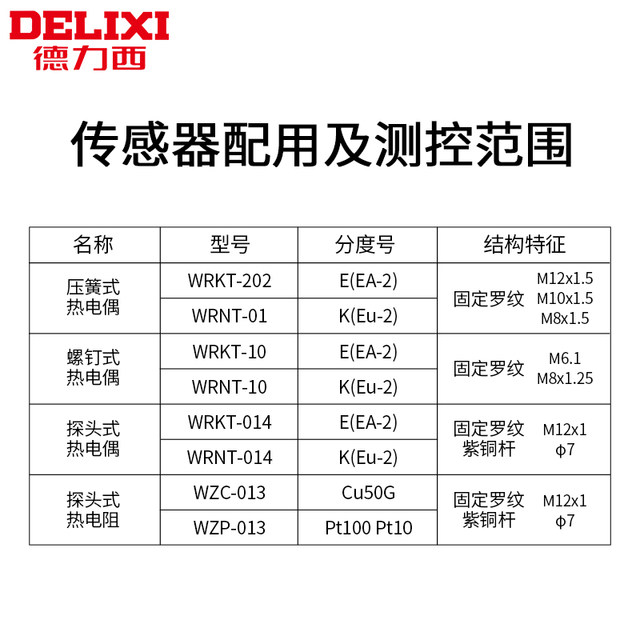 Delixi E-Type K-Type Compression Spring Thermocouple Temperature Controller Probe Temperature Measurement Line Temperature Sensor Probe
