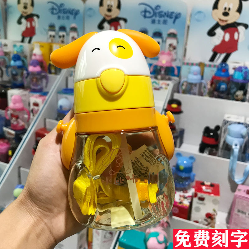 Kindergarten water glass Children lettering anti-fall with lifting rope portable cute cartoon tritan baby straw cup summer
