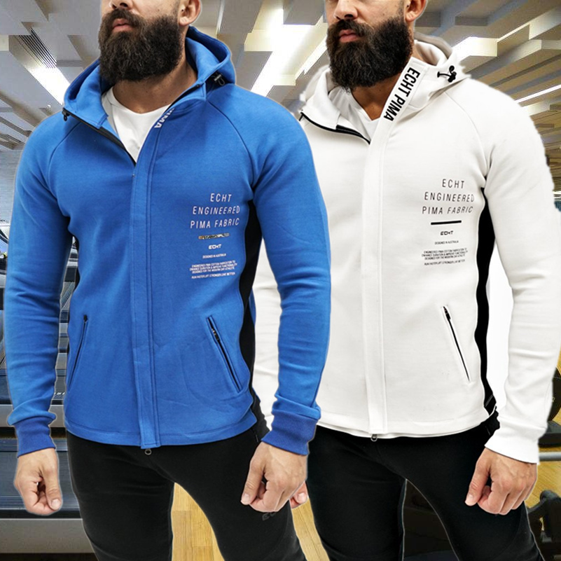 Bộ đồ thể thao mới cho nam áo khoác dài tay cardigan quần cotton cơ bắp anh em tập thể dục căng cơ chạy bộ bộ thể thao mùa hè