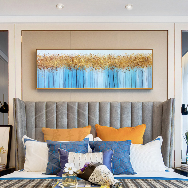 Modern minimalist light luxury bedside hanging painting simple and beautiful bedroom background wall decorative painting abstract pattern single hand-painted oil painting