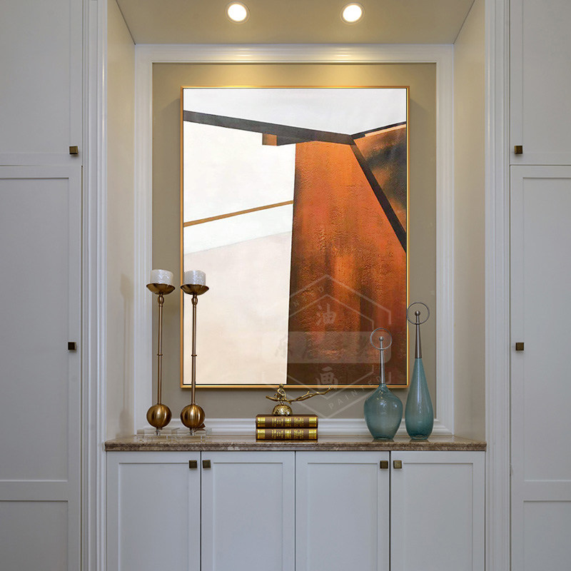 Light luxury style decorative painting pure hand-painted abstract oil painting single dining room porch cabinet hanging painting modern simplicity