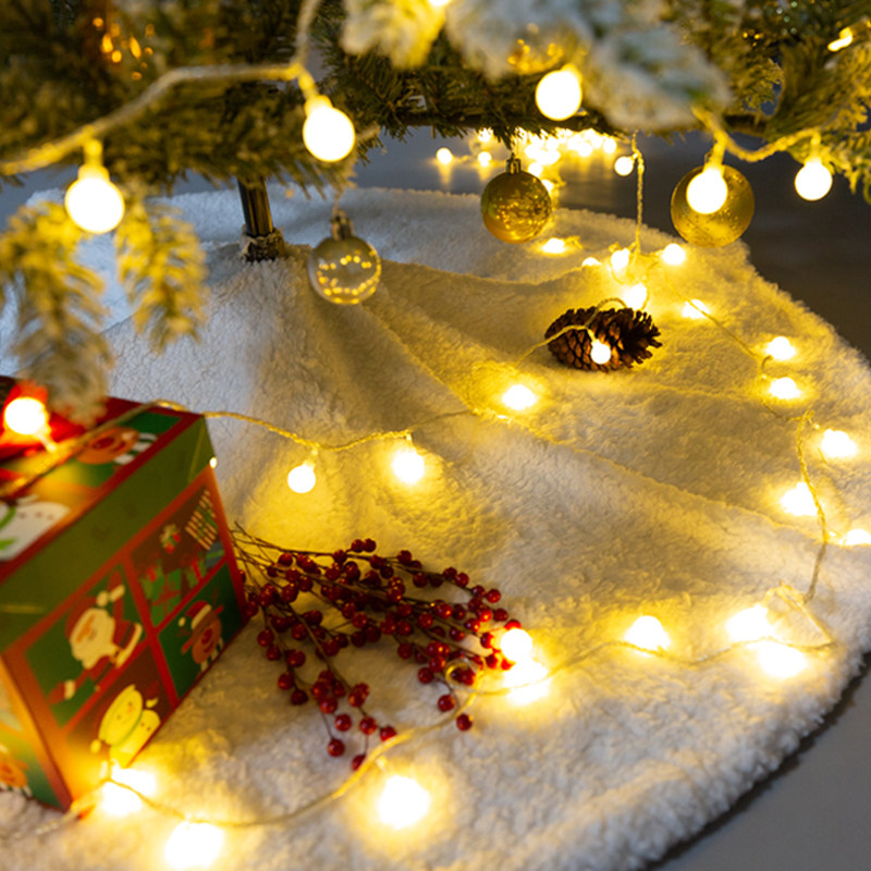 White Christmas tree skirt apron hand-sewn high-grade smooth carpet decorations fluffy round base cloth