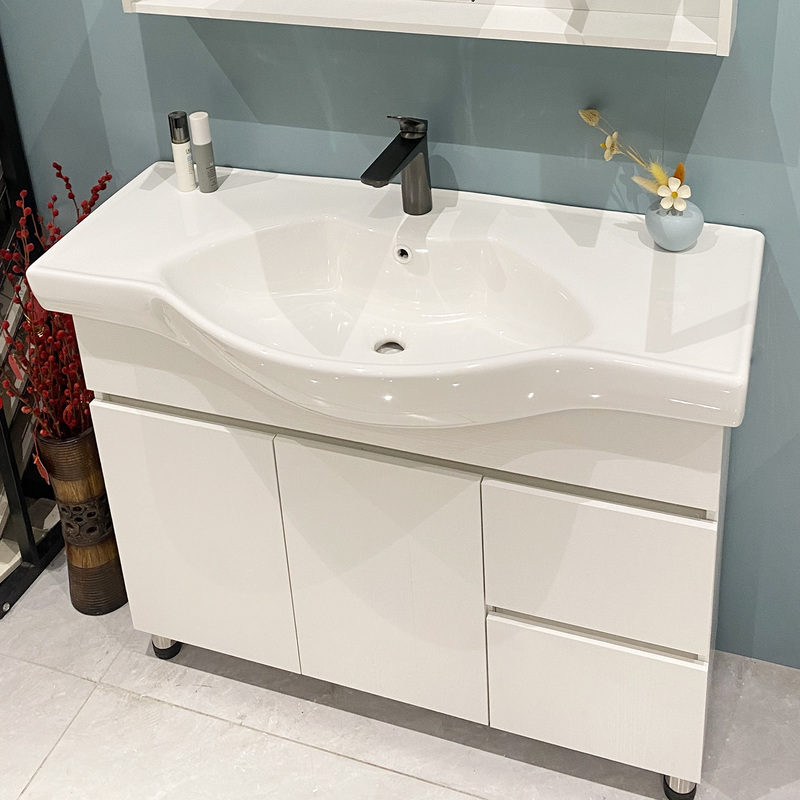 Big Belly Basin Bathroom Cabinet Ceramic Integrated Basin Floor-Standing Solid Wood Small Apartment Bathroom Washbasin Cabinet Combination Bathroom Big Belly Basin Bathroom Cabinet Ceramic Integrated Basin Floor-Standing Solid Wood Small Apartment Bathroom Washbasin Cabinet Combination Bathroom
