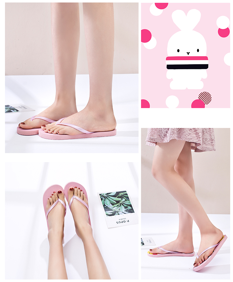 2018 mới flip flops nữ mùa hè trượt pinch dép màu hồng phim hoạt hình dễ thương phẳng với ánh sáng bãi biển kéo