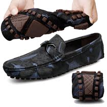 Peas shoes mens 2021 new one-step hair stylist trend white casual loafers soft-soled leather shoes