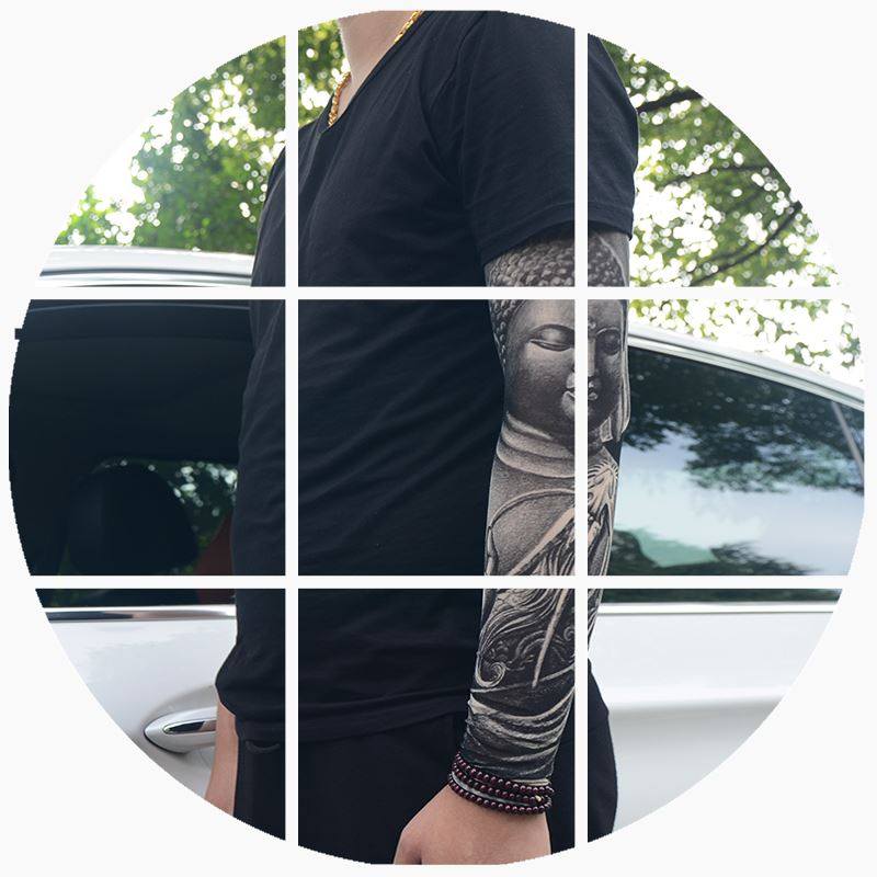 纹身防晒袖套刺青花臂手套韩国冰丝男女士开车骑行户外护臂冰爽袖