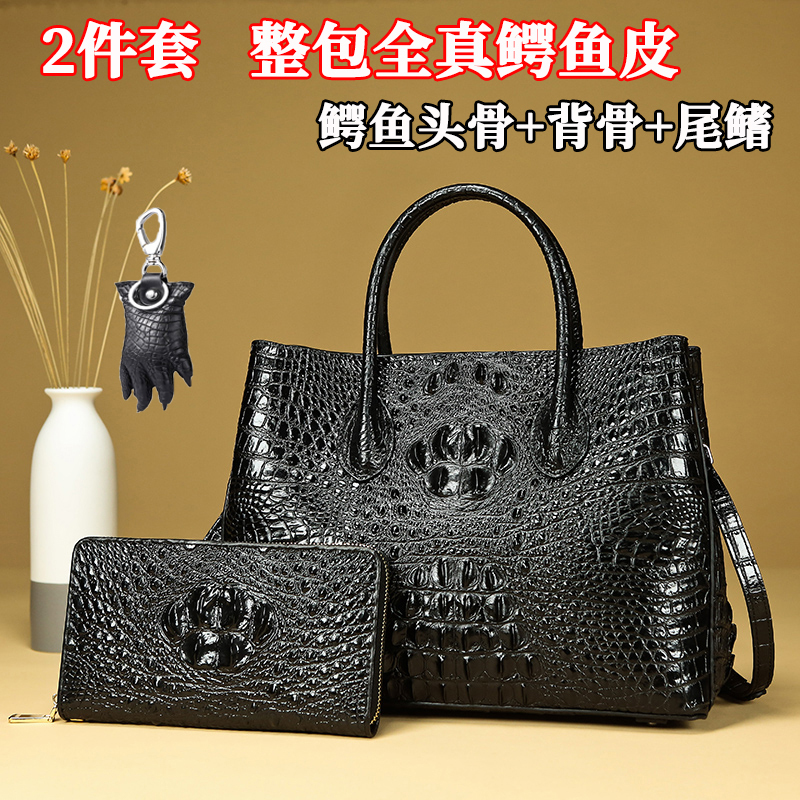 Thai Crocodile Leather Women's Bag, Genuine Leather Handbag, Pure Leather Garden Bag, Large Bag, Elegant Tote Bag, High-End Light Luxury Thai Crocodile Leather Women's Bag, Genuine Leather Handbag, Pure Leather Garden Bag, Large Bag, Elegant Tote Bag, High-End Light Luxury
