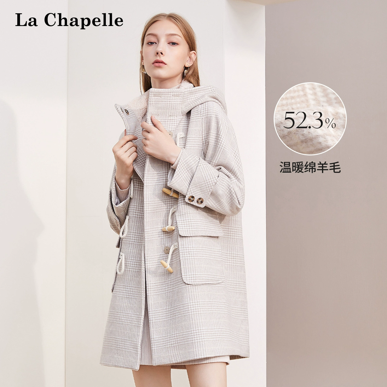 La Chapelle 2019 áo choàng dài giữa mùa đông phiên bản Hàn Quốc của chiếc mũ trùm đầu có khóa áo len nữ 10021673 - Áo khoác ngắn