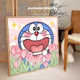 Doraemon Tulip Cross Emelcodery 2023 Новая вышитая линия гостиная маленькая мультфильм мультфильм простой начинающий маленький кусок