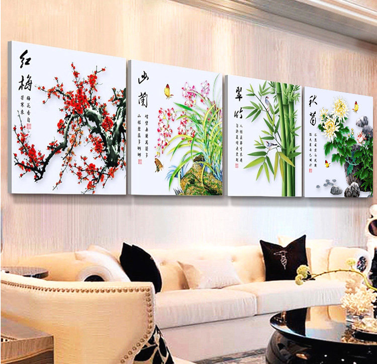 Mei Lan bamboo chrysanthemum cross stitch small pieces 2020 new thread embroidery living room small bedroom study simple modern novice