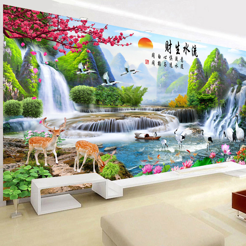 Mona Lisa flowing water makes money cross stitch 2021 new thread embroidery living room large landscape painting own embroidery hand