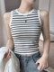 Spring and Summer Camisole Base Shirt for Women 2025 New Style with Stripes ins European and American Style Outerwear with Chest Pads