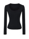 Trendy U-Neck Long-Sleeve T-Shirt for Women, Early Spring 2026 New Style, Can Be Worn Outside, Slim Fit, Versatile Base Shirt Top