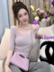 Pure Desire to Show Off Figure, Mid-Sleeve Light Purple T-Shirt for Women, Summer Tight-Fitting Five-Quarter Sleeve, Sweet and Spicy, Slimming U-Neck Base Shirt Top