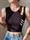 Black Camisole with Built-In Bra Pads for Women, Summer 2025 New Style, Sexy Hollow-Out Sleeveless Top