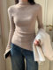 Half-Turtleneck Sweater Knitted Base Shirt for Women, Autumn and Winter, with Asymmetrical Hem, Irregular Base, Slit, Pleated, Slimming Top