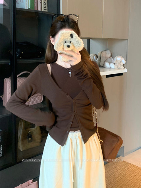 Hot Girl Sexy Camisole Cardigan Two-Piece Set for Women, Autumn, Very Pretty, Can Be Worn Outside, Slimming, Versatile Top, Small Suit