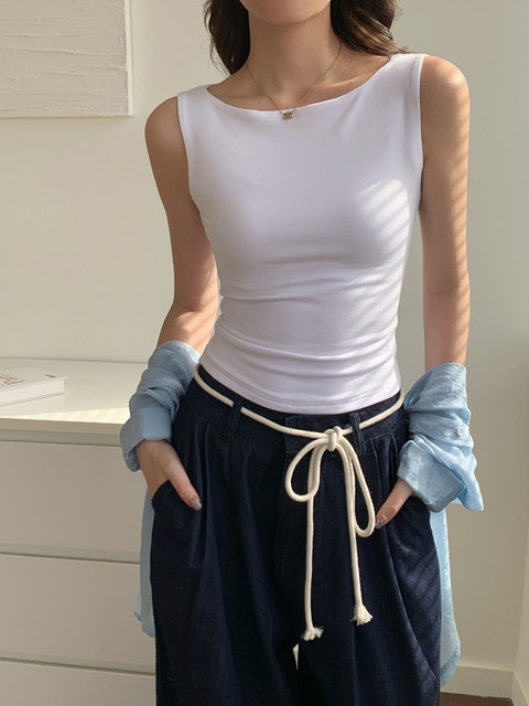 Korean Chic Sleeveless T-Shirt Vest for Women, Summer Outerwear, New Design, American Style, Slim Fit Top