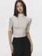 Half-High Collar, Mid-Sleeve, Tight-Fitting T-Shirt for Women, Spring and Autumn 2026 New Style, Slimming Half-Sleeve, Slim-Fit Five-Quarter Sleeve Top