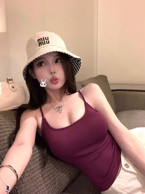 Purely Sexy Hot Girl Camisole with Breast Pads, Summer Sexy Backless Slim Fit Inner Wear or Outer Wear Short Sleeveless Top