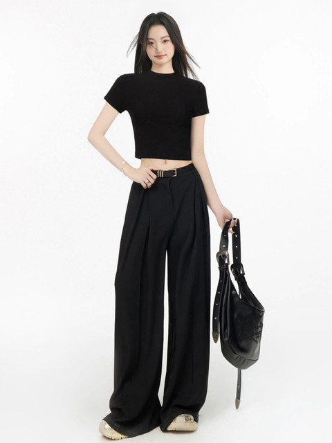 European Style Hot Girl Short Round Neck Short-Sleeve T-Shirt for Women, 2025 Summer Korean Style Regular Shoulder Slim-Fit Base Layer New Short Top